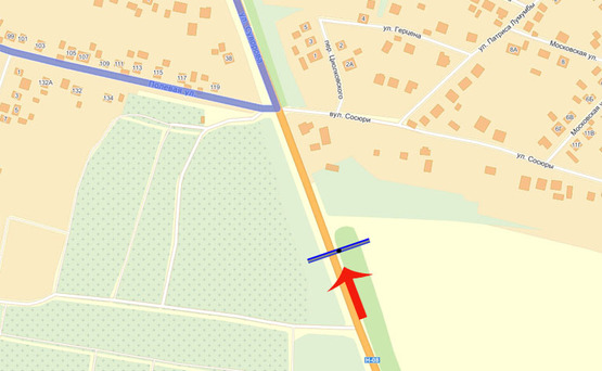 Схема рекламной плоскости по адресу Борисполь ул.Покровська, въезд с Черкасского напр.(А)