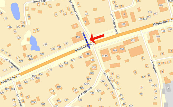 Схема рекламной плоскости по адресу Бровары ул.Киевская 135 (А) в Киев/ресторан Сан Марко