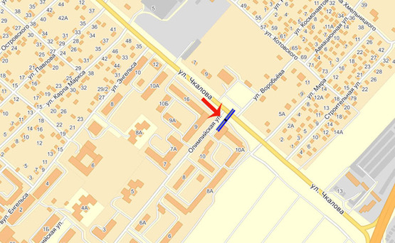 Схема рекламной плоскости по адресу Бровары ул.Олимпийская/Чкалова (А)