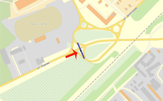 Схема рекламной плоскости по адресу Бровары Гагарина/Кирова/Кутузова (А)