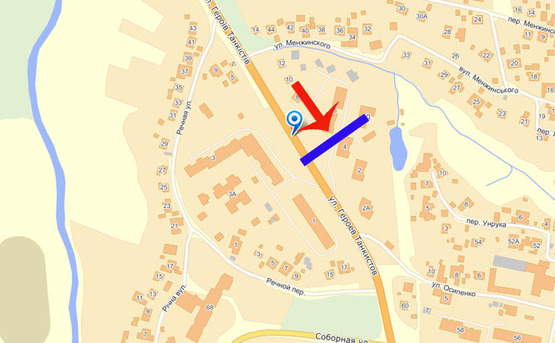 Схема рекламной плоскости по адресу Фастов ул.Героев танкистов, 6 (В)