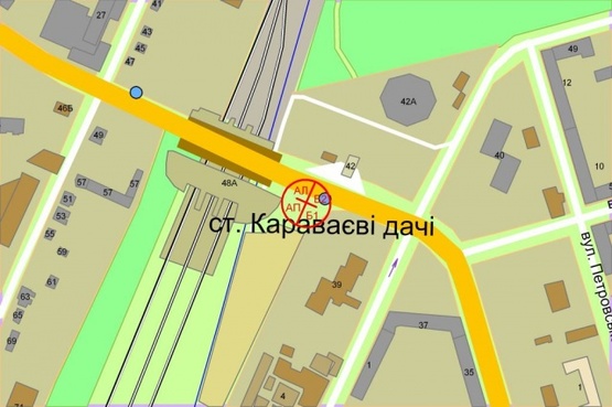 Схема рекламной плоскости по адресу Чоколовский бульвар, 39 / Вадима Гетьмана (Индустриальная) ул.  ("Караваевы Дачи")