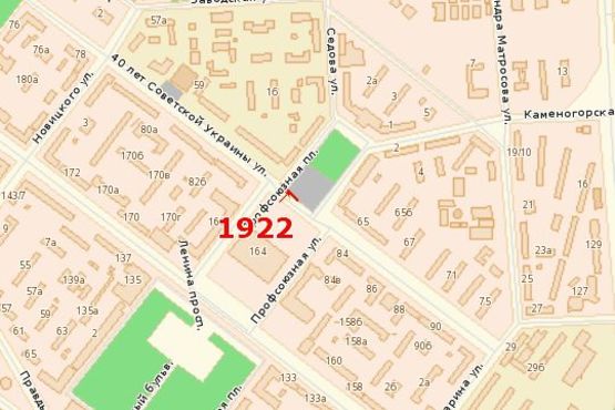 Схема рекламной плоскости по адресу Профспілок пл. - Незалежної України вул.