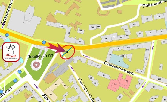 Схема рекламной плоскости по адресу Львовская Пл./Артема (Триедер)