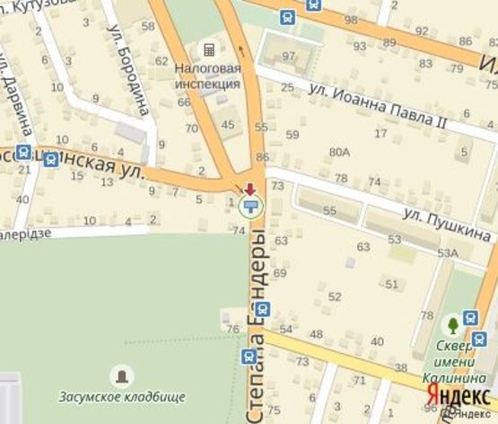 Схема рекламной плоскости по адресу Бандери С. ул., -  Косовщинская ул.(400 м до Центрального Автовокзала)