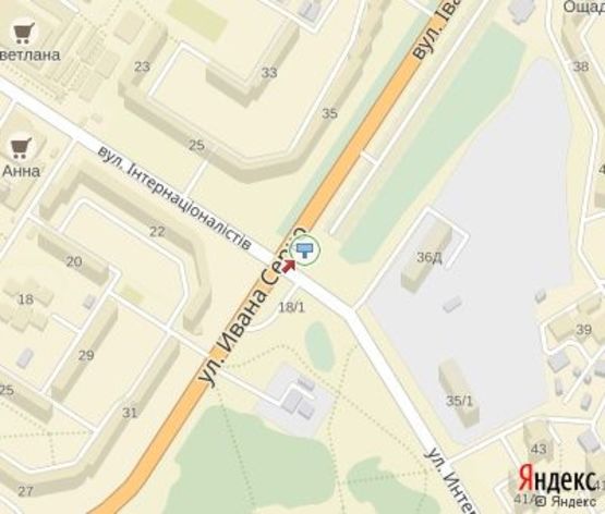 Схема рекламної площини за адресою Интернационалистов ул. - Сирко ул.(выезд с АЗС "БРСМ Нафта")