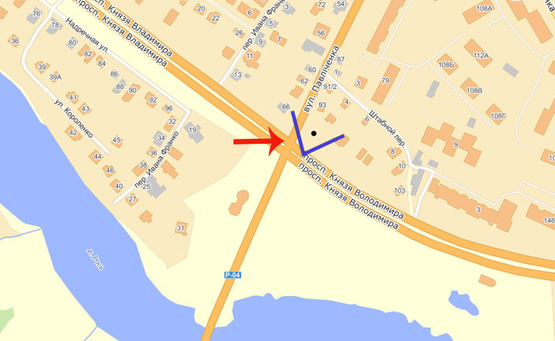 Схема рекламної площини за адресою Б.Церковь Владимира Великого/Павлюченко (В)