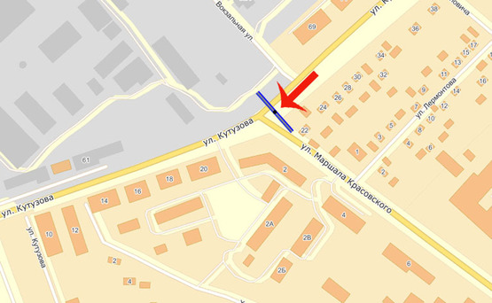 Схема рекламной плоскости по адресу Бровары Кутузова/Красовского (В)