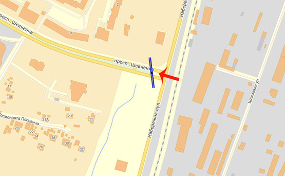 Схема рекламной плоскости по адресу Вышгород Набережная/пр-т Шевченко (в центр Вышгорода) разделитель