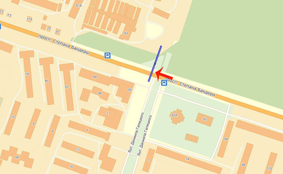 Схема рекламной плоскости по адресу ул.Степана Бандеры (А) -левый