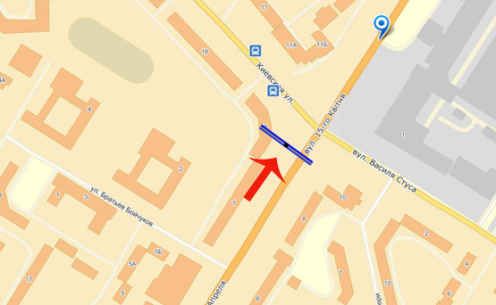 Схема рекламной плоскости по адресу ул.Киевская/ул.15 Квитня (В)