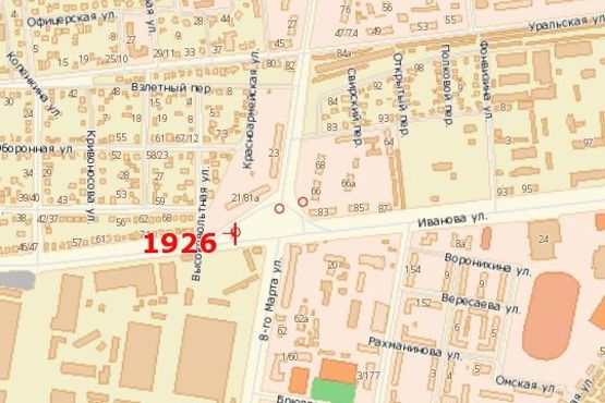 Схема рекламної площини за адресою Іванова вул. - 8-го Березня вул.