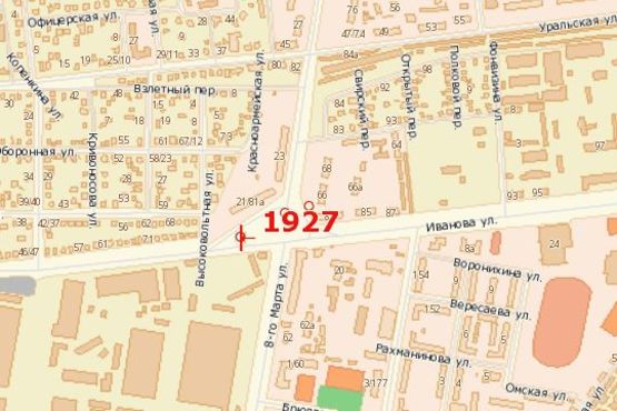 Схема рекламной плоскости по адресу Іванова вул. - 8-го Березня вул.