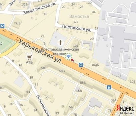 Схема рекламної площини за адресою Харьковская ул., 101 (перед АЗС "ОККО")