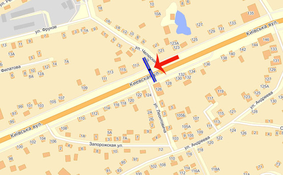 Схема рекламной плоскости по адресу Бровары ул. Киевская 117 (А) в Киев
