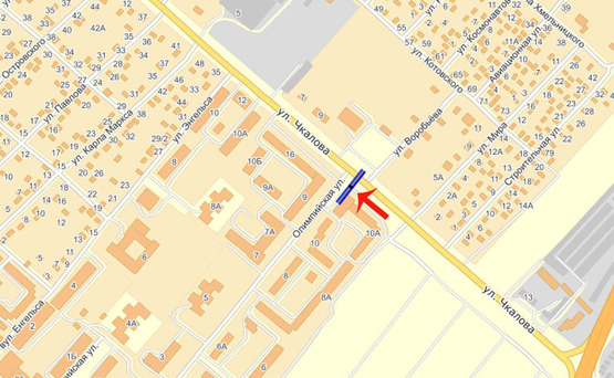 Схема рекламної площини за адресою Бровары ул.Олимпийская/Чкалова (В)