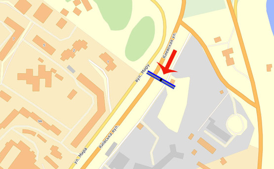 Схема рекламной плоскости по адресу Обухов ул.Киевская 10 (В)/рынок "Песчаный" въезд