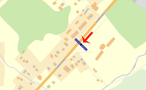 Схема рекламної площини за адресою Обухов Киевская (возле стадиона) (В)