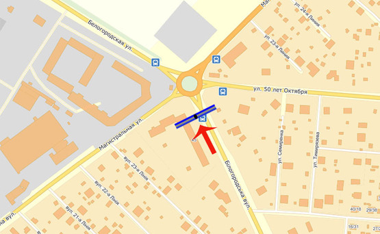 Схема рекламної площини за адресою Боярка ул Белогородская/круг,поворот направо,на Киев (В)