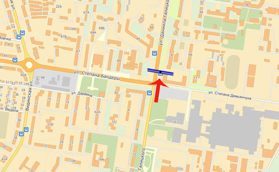 Схема рекламной плоскости по адресу ул.Степана Бандеры/ул.Д.Галицкого (А)