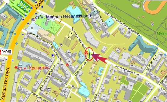 Схема рекламной плоскости по адресу Ольгинская,4/ст.М.Крещатик (Триедер)