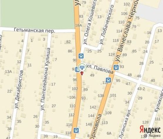 Схема рекламної площини за адресою Бандери С. ул., -  Павлова ул. В центр