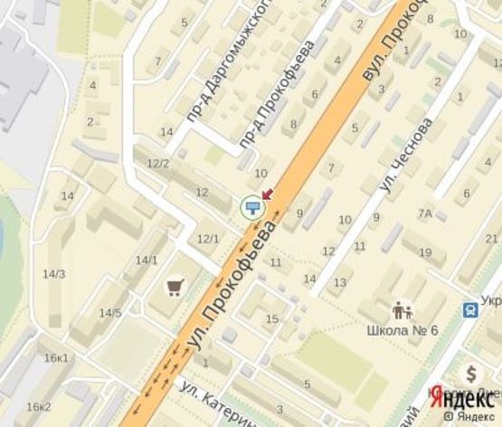 Схема рекламной плоскости по адресу Прокофьева ул.,12 - Даргомыжского ул.(к ТЦ "Европорт" и супермаркету "Амбар")