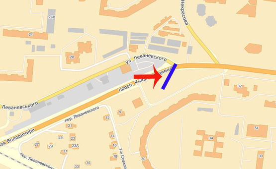 Схема рекламной плоскости по адресу Б.Церковь ул.Леваневского,30/авторынок (А)