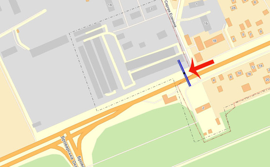 Схема рекламной плоскости по адресу Бровары Киевская 1 (А)/ул.С.Есенина - на Киев/АЗС КЛО