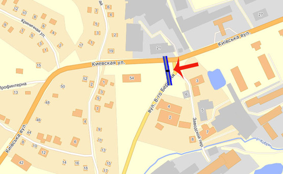 Схема рекламной плоскости по адресу Обухов ул.Киевская 56/ул.8 Марта (В)