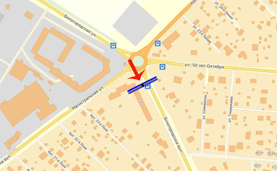 Схема рекламної площини за адресою Боярка ул Белогородская/круг,налево в центр Боярки (А) из Киева