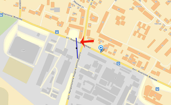 Схема рекламної площини за адресою ул.Живова / ул. Метрополита Шептицкого-правый