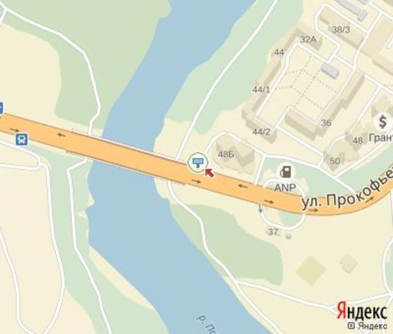 Схема рекламної площини за адресою Прокофьева ул., 48а - 20 лет Победы ул. (100 м. от АЗС "ANP" и АЗС"Аміс")
