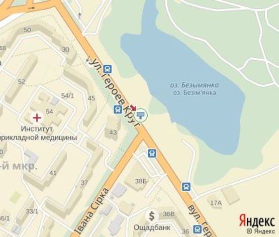 Схема рекламної площини за адресою Героев Крут ул., 45 (напротив) (100 м. до "Экомаркет")