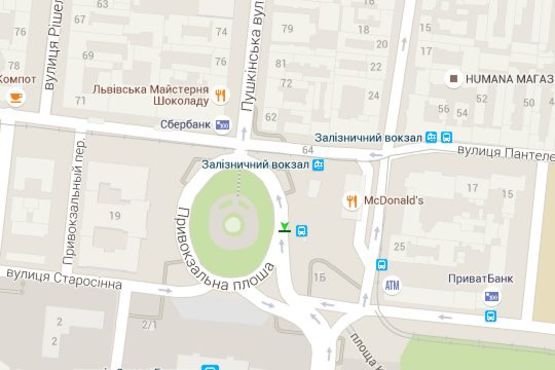 Схема рекламної площини за адресою Привокзальна пл.