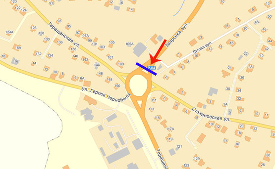 Схема рекламной плоскости по адресу Б.Церковь ул Таращанская/с.марк. "Царынок"(разделитель) - выезд из города