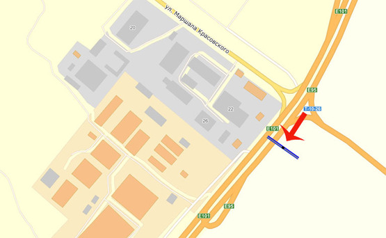 Схема рекламной плоскости по адресу Бровары Окружная/поворот на Требухов (В) - на Киев,Борисполь