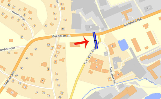 Схема рекламной плоскости по адресу Обухов ул.Киевская 56/ул.8 Марта (А)