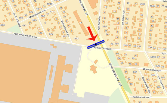 Схема рекламної площини за адресою Боярка ул.Белогородская/ул.Молодежная -Киевоблгаз (А)