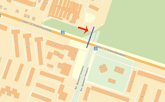 Схема рекламної площини за адресою ул.Степана Бандеры (В) -левый