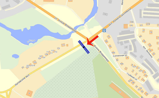 Схема рекламной плоскости по адресу ул.Шухевича/ул.Князя Владимира (В) - размер щита: 3 х 5,95