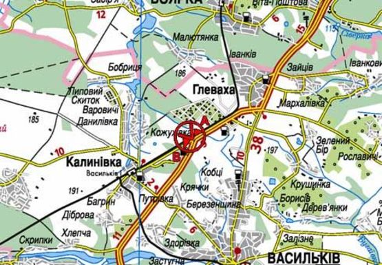 Схема рекламной плоскости по адресу Трасса Киев-Одесса, 31100