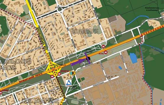 Схема рекламной плоскости по адресу пр.Броварской/ ст.м.Черниговская напр.выезд из города