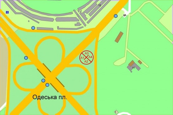 Схема рекламної площини за адресою Одесская площадь / пр.Глушкова(возле моста,слева)
