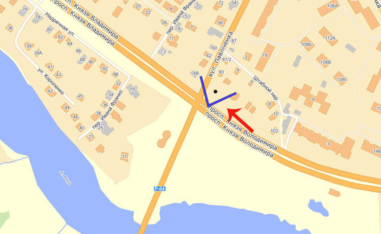 Схема рекламной плоскости по адресу Б.Церковь Владимира Великого/Павлюченко (А)