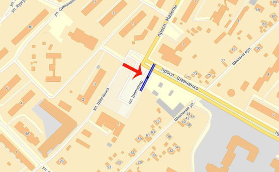 Схема рекламної площини за адресою Вышгород пр-т Шевченко/ул.Школьная -парк Центральный (А)