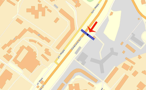 Схема рекламной плоскости по адресу Обухов ул.Киевская, 12 (В),въезд в город