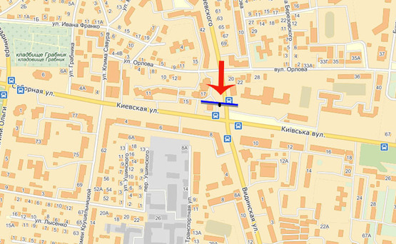 Схема рекламной плоскости по адресу ул.Грушевского/ул.Киевская (А)