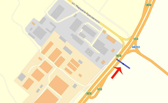 Схема рекламной плоскости по адресу Бровары Окружная/поворот на Требухов (А) - на Чернигов