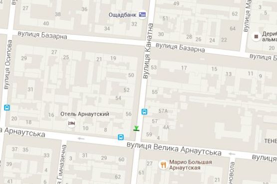 Схема рекламної площини за адресою Канатна вул. - Велика Арнаутська вул.